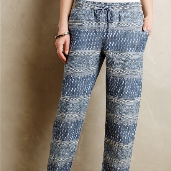 Anthropologie Pants - ANTHROPOLOGIE LEVEL 99 Mosaic Chambray Joggers